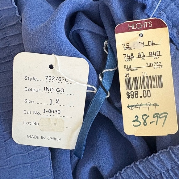 NWT Vintage Carole Little Silk Midi Skirt size 12 Indigo Blue Pull-On 90's - Picture 4 of 5